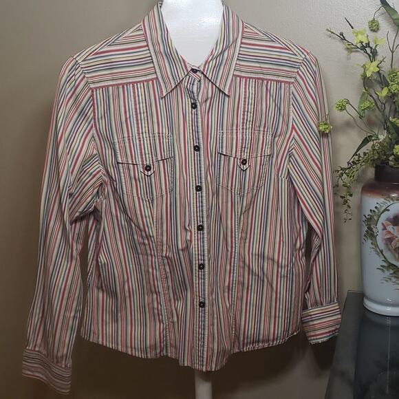 Tommy Hilfiger Women's Long Sleeve Blouse Size XL Multi -Colored - Picture 2 of 10